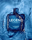 Cleo Beauty Legend Eau de Parfum for Him, a long-lasting men's fragrance in a sleek blue bottle