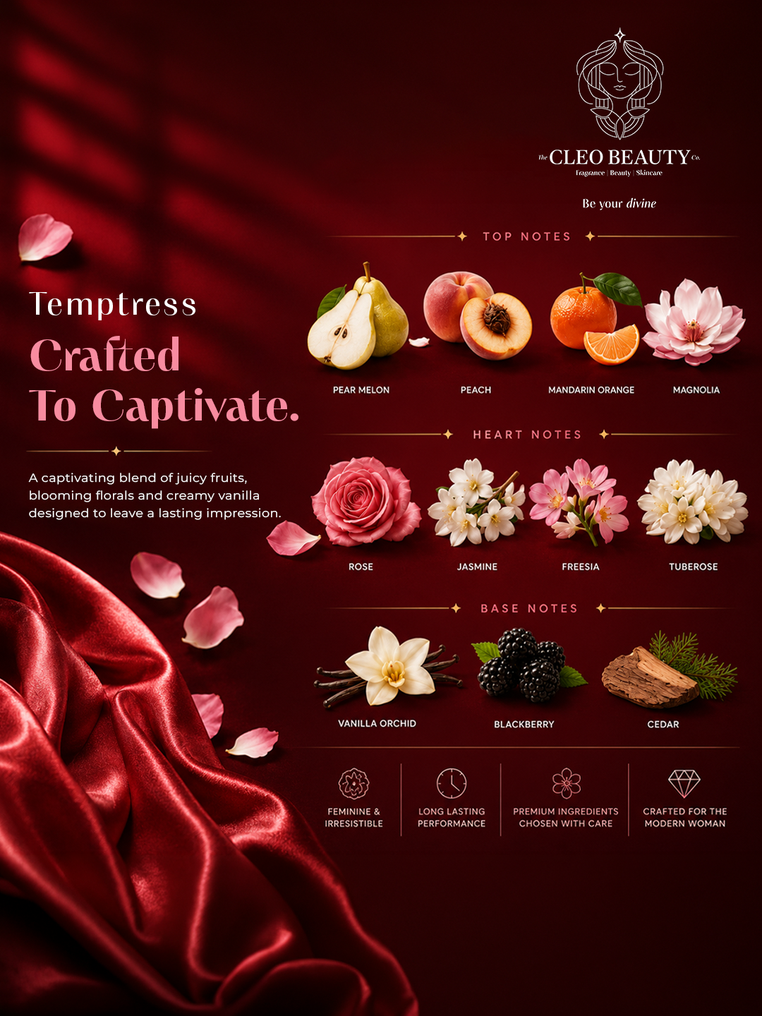 Temptress – Floral Fruity Eau de Parfum for Women | 80 ML