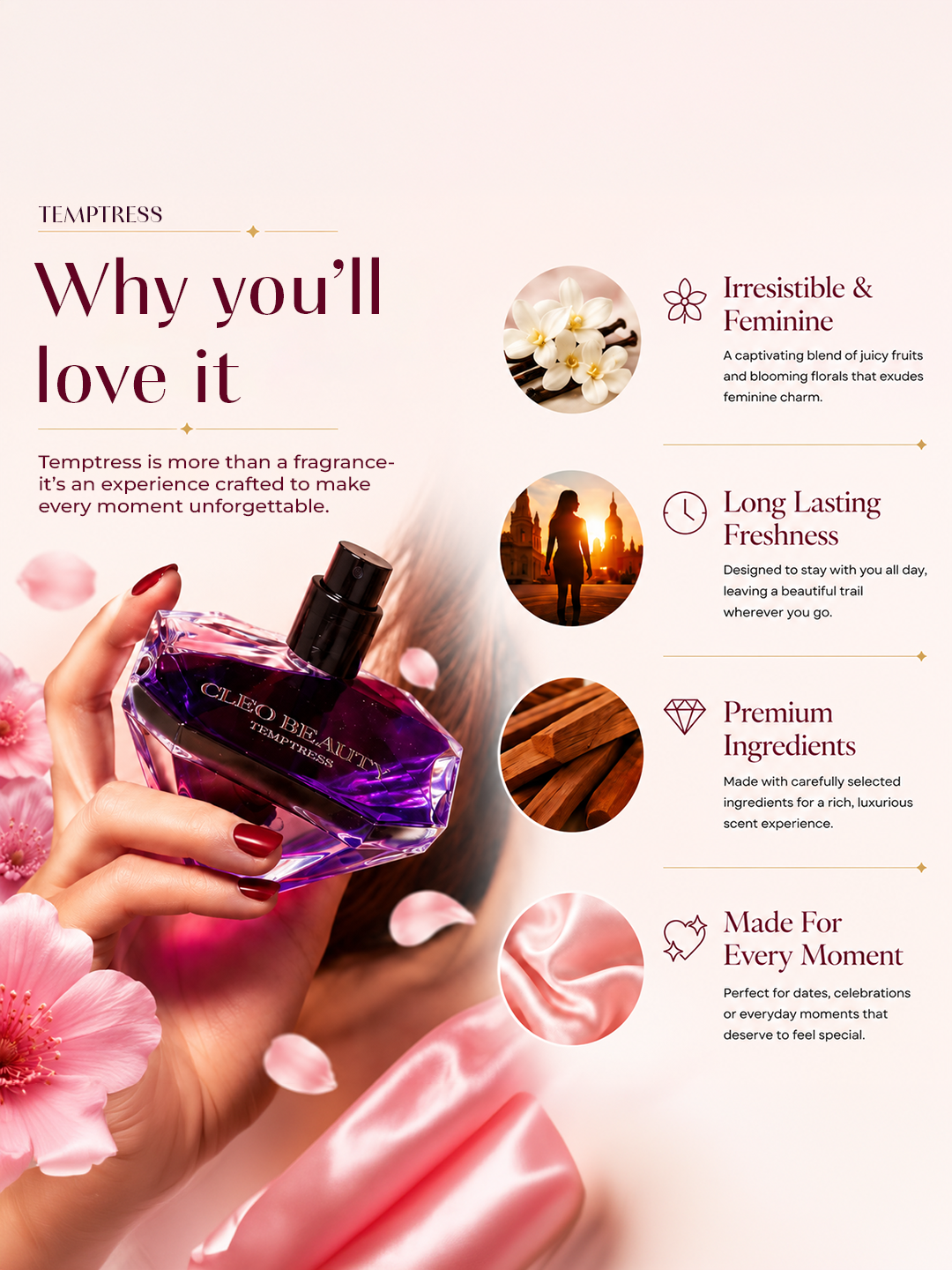 Temptress – Floral Fruity Eau de Parfum for Women | 80 ML