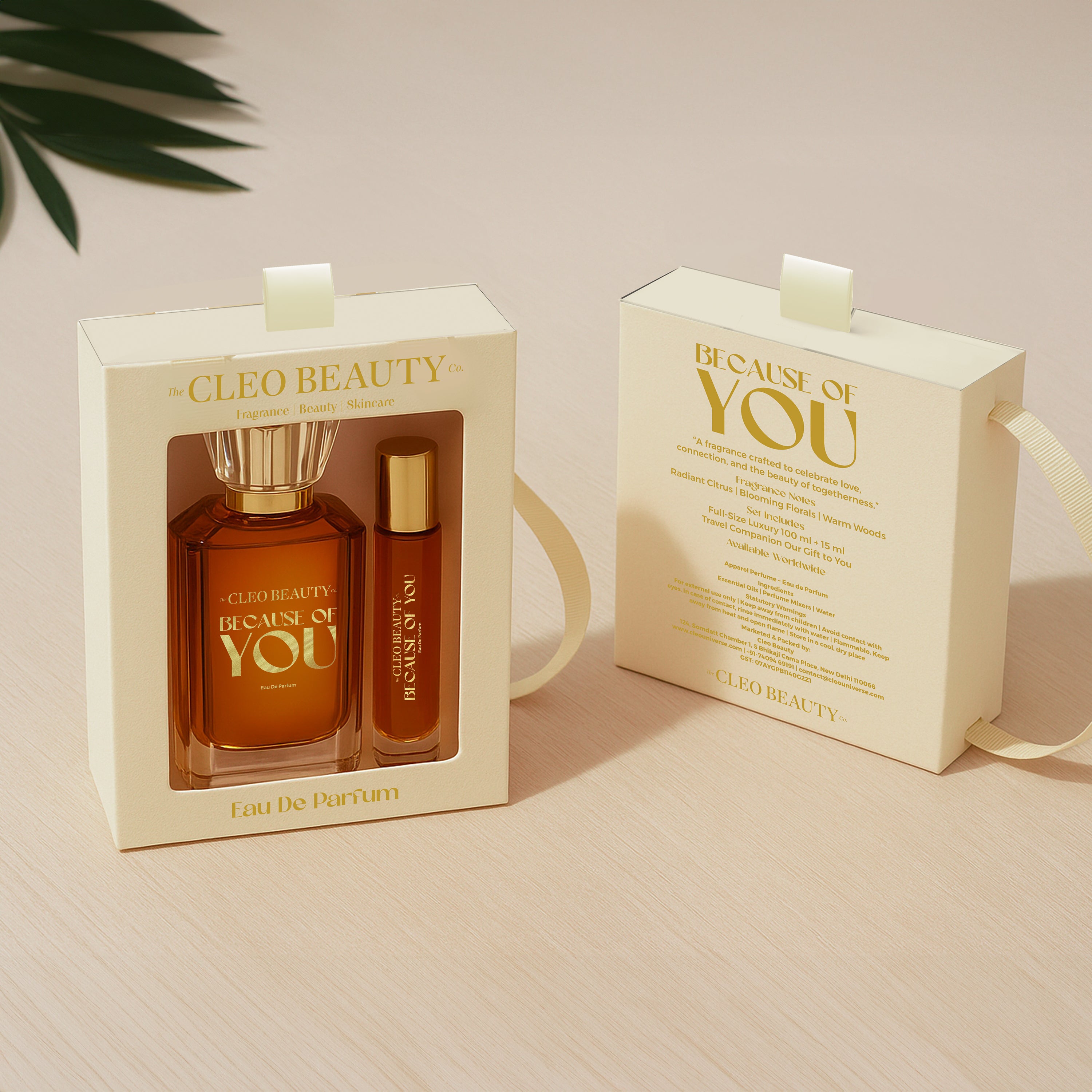 Because of You – Unisex Eau de Parfum (100 ml) + Free 15 ml Travel Perfume | Cleo Beauty